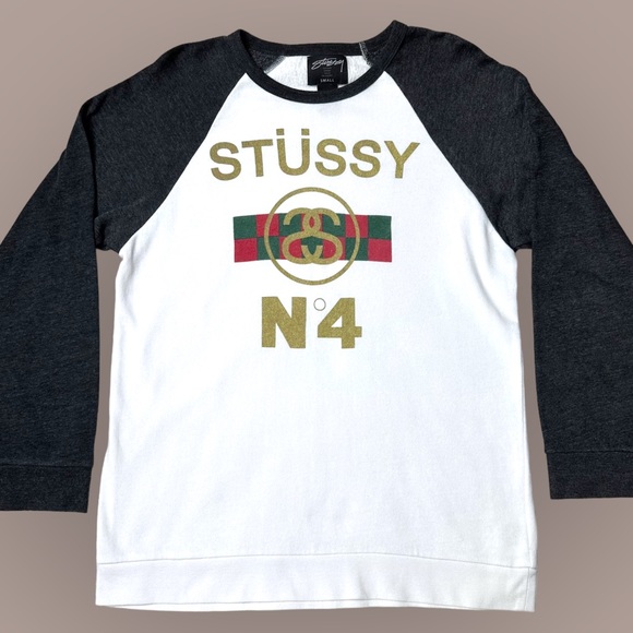 Vintage Stussy No. 4 Big Logo Crewneck Rare Sweatshirt Men’s Sz S - Picture 1 of 11
